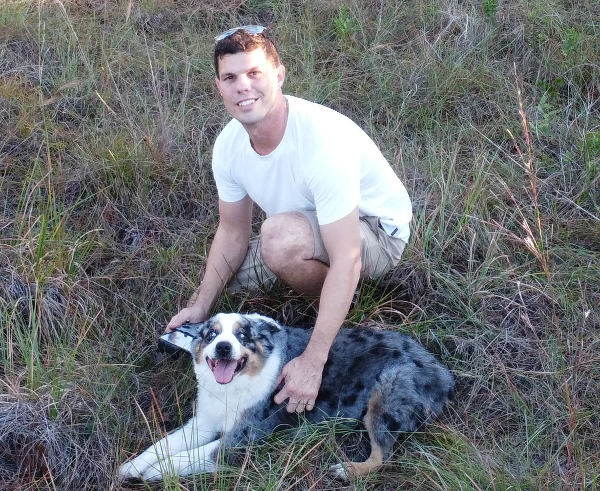 Nick Bangor with his Australian Shepherd Louie